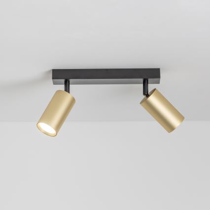 Brilagi - LED RGBW hämardatav spottvalgusti SELE GOLDEN 2xGU10/6W/230V 3000K must/kuldne + kaugjuhtimispult