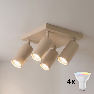 BRILAGI - LED RGBW hämardatav punktvalgusti SELE SQUARE 4xGU10/6,5W/230V 2700-6500K beež
