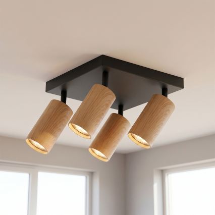 BRILAGI - LED RGBW hämardatav kohtvalgusti SELE SQUARE 4xGU10/6,5W/230V 2700-6500K must/tamme dekoor