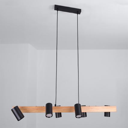 BRILAGI - LED RGBW hämardatav rippvalgusti kaabliga SELE 6xGU10/6,5W/230V 2700-6500K must/tamme dekoor + kaugjuhtimispult