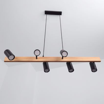 BRILAGI - LED RGBW hämardatav rippvalgusti kaabliga SELE 6xGU10/6,5W/230V 2700-6500K must/tamme dekoor + kaugjuhtimispult