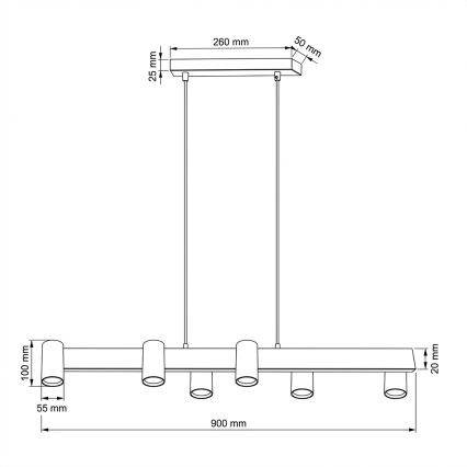 BRILAGI - LED RGBW hämardatav rippvalgusti kaabliga SELE 6xGU10/6,5W/230V 2700-6500K must/tamme dekoor + kaugjuhtimispult