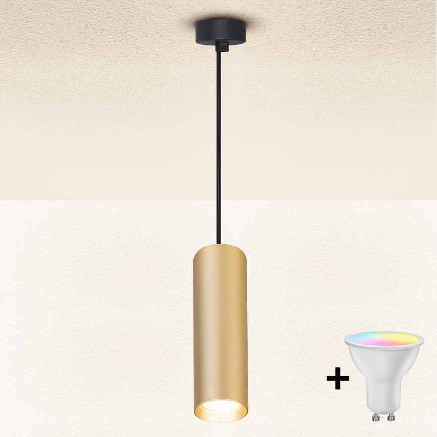 Brilagi - LED RGBW hämardatav ripplamp kaablil SELE 1xGU10/6,5W/230V 2700-6500K must/kuldne