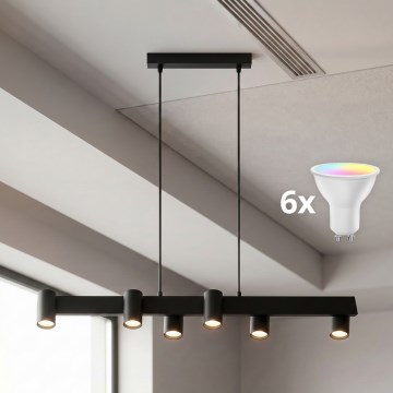 BRILAGI - LED RGBW Hämardatav rippvalgusti kaabliga SELE 6xGU10/6,5W/230V 2700-6500K must + kaugjuhtimispult