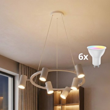 BRILAGI - LED RGBW hämardatav rippvalgusti kaablil SELE 6xGU10/6,5W/230V 2700-6500K valge + kaugjuhtimispult