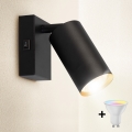 Brilagi - LED RGBW hämardatav seinapunktvalgusti lülitiga SELE 1xGU10/4,8W/230V 3000K must/kuldne + kaugjuhtimispult