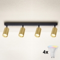 BRILAGI - LED RGBW hämardatav SELE GOLDEN spot-valgusti 4xGU10/4,8W/230V 3000K must/kuldne + kaugjuhtimispult