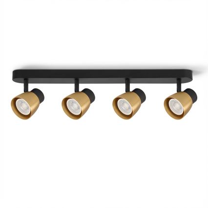 Brilagi - LED RGBW hämardatav suunavalgusti NUGGET 4xGU10/4,8W/230V 3000K must/kuldne + kaugjuhtimispult