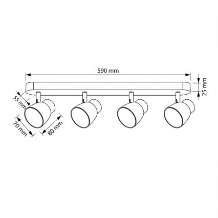 Brilagi - LED RGBW hämardatav suunavalgusti NUGGET 4xGU10/4,8W/230V 3000K must/kuldne + kaugjuhtimispult