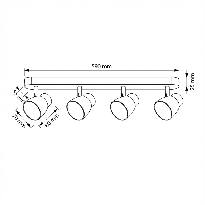 Brilagi - LED RGBW hämardatav suunavalgusti NUGGET 4xGU10/4,8W/230V 3000K must/kuldne + kaugjuhtimispult