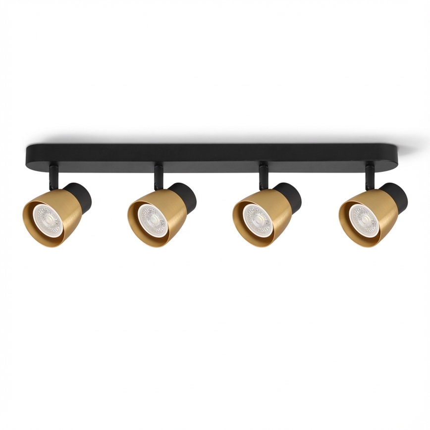 Brilagi - LED RGBW hämardatav suunavalgusti NUGGET 4xGU10/6W/230V 3000K must/kuldne + kaugjuhtimispult