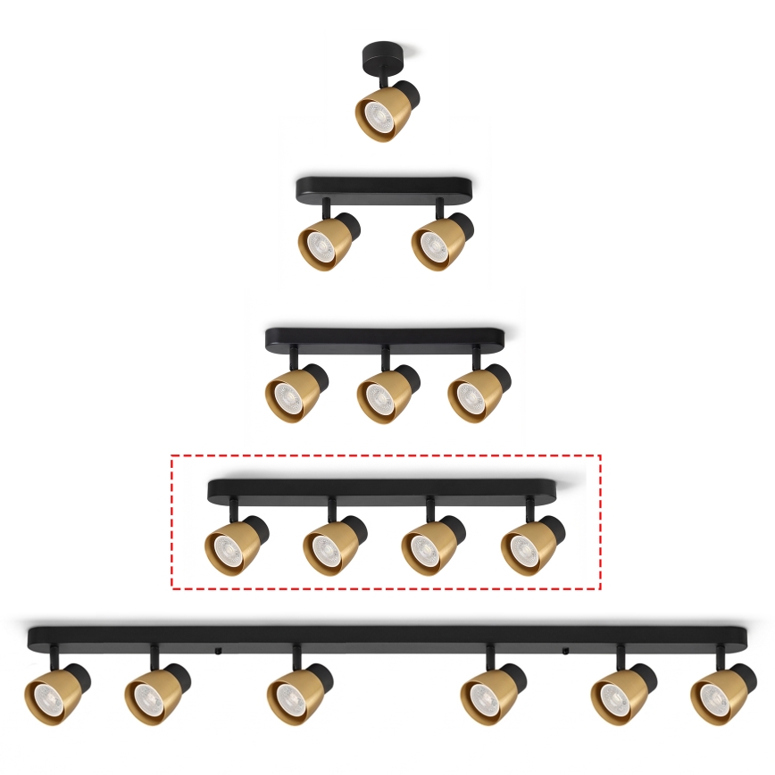 Brilagi - LED RGBW hämardatav suunavalgusti NUGGET 4xGU10/6W/230V 3000K must/kuldne + kaugjuhtimispult