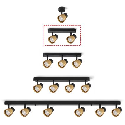 Brilagi - LED RGBW hämardatav punktvalgusti NUGGET 2xGU10/6W/230V 3000K must/kuldne + kaugjuhtimispult