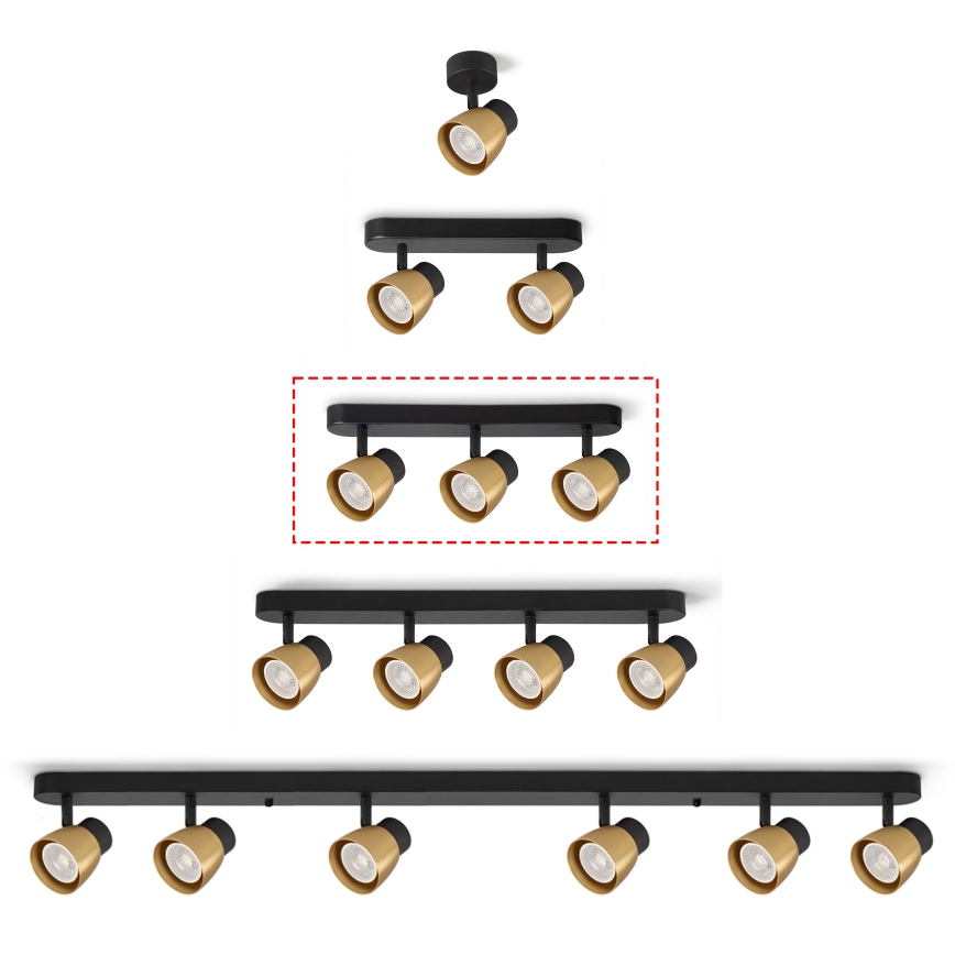 Brilagi - LED RGBW hämardatav suunavalgusti NUGGET 3xGU10/6W/230V must/kuldne