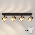 BRILAGI - LED RGBW hämardatav suunavalgusti NUGGET 4xGU10/4,8W/230V 3000K must/kuldne + kaugjuhtimispult