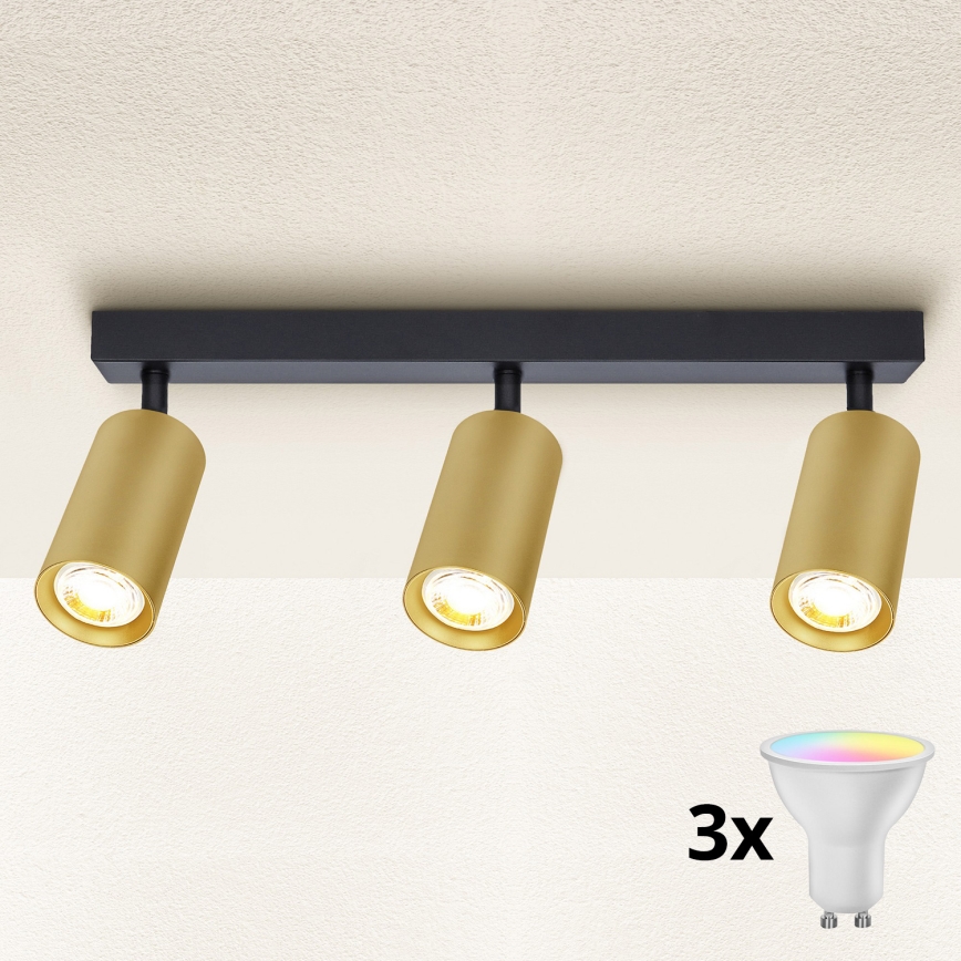 Brilagi - LED RGBW hämardatav suunavalgusti SELE GOLDEN 3xGU10/6,5W/230V 2700-6500K must/kuldne