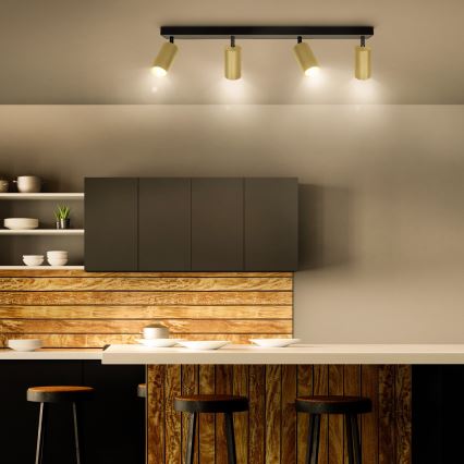 Brilagi - LED RGBW hämardatav SELE GOLDEN spot-valgusti 4xGU10/4,8W/230V 3000K must/kuldne + kaugjuhtimispult