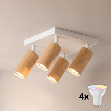 BRILAGI - LED RGBW hämardatav suunavalgusti SELE SQUARE 4xGU10/6,5W/230V 2700-6500K valge/tamme dekoriga