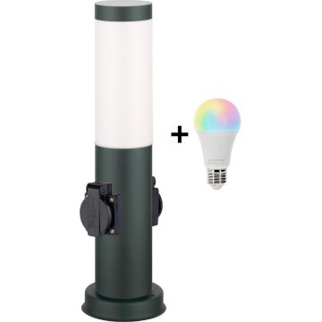 Brilagi - LED RGBW hämardatav välisvalgusti 2 pistikupesaga 1xE27/15W/230V 2700-6500K IP44 40 cm antratsiit