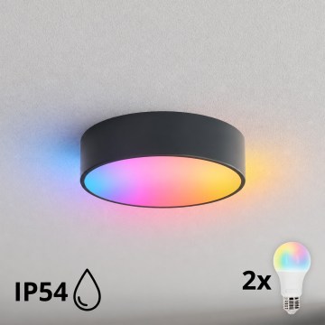 BRILAGI - LED RGBW hämardatav vannitoa laelamp CLARE 2xE27/12W/230V läbimõõt 30 cm antratsiit IP54