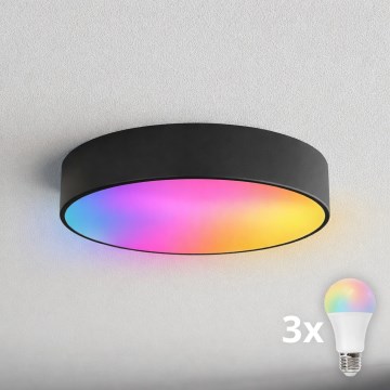 BRILAGI - LED RGBW hämardatav vannitoa laelamp CLARE 3xE27/12W/230V 2700-6500K läbimõõt 40 cm IP54 must