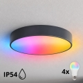 BRILAGI - LED RGBW Hämardatav vannitoa laelamp CLARE 4xE27/12W/230V läbimõõt 50 cm antratsiit IP54