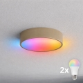 BRILAGI - LED RGBW hämardatav vannitoa laevalgusti CLARE 2xE27/12W/230V 2700-6500K Ø 30 cm IP54 beež
