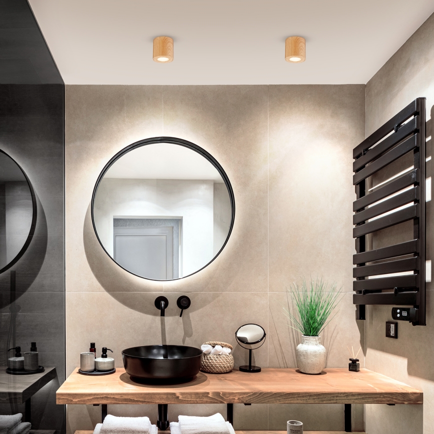 Brilagi - LED RGBW hämardatav vannitoa valgusti MIA 1xGU10/4,8W/230V 3000K 84x80 mm tamme dekor IP44 + kaugjuhtimispult