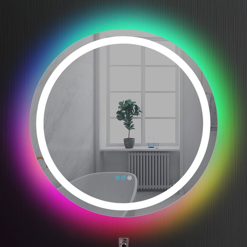 Brilagi - LED RGBW hämardatav vannitoapeegel, soojendusega ja ümbervalgustusega AVA PRO LED/18W/230V, läbimõõt 60 cm, 3000/4000/6500K, IP44