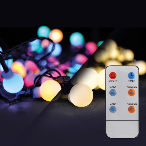 Brilagi - LED RGBW Jõuluteemaline väli valguskett 100xLED/8 functions 15m IP44 + pult