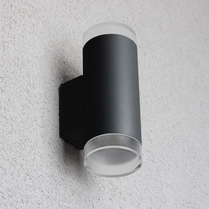 Brilagi - LED RGBW hämardatav välisseinavalgusti MATERA 2xGU10/4,8W/230V 3000K IP54 must + kaugjuhtimispult