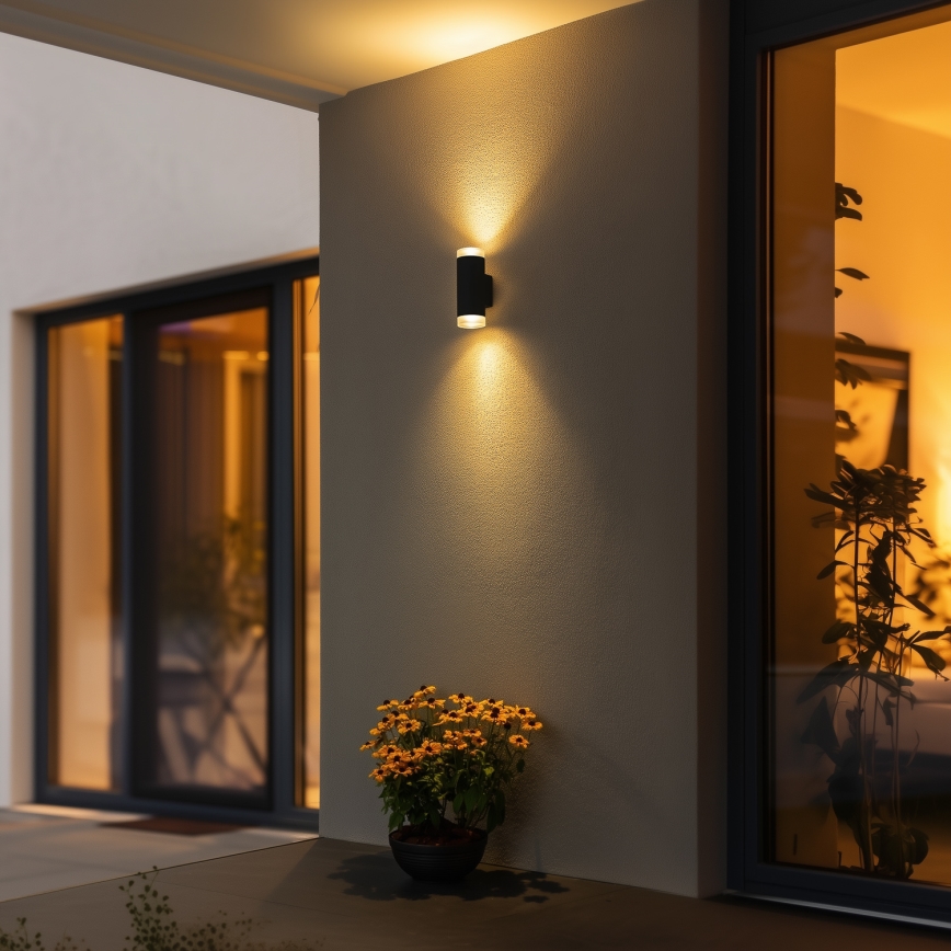 Brilagi - LED RGBW hämardatav välisseinavalgusti MATERA 2xGU10/4,8W/230V 3000K IP54 must + kaugjuhtimispult