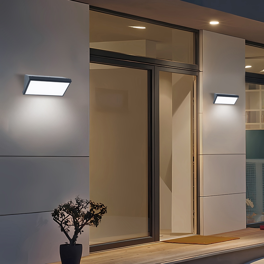 Brilagi - LED RGBW hämardatav välisseinale paigaldatav seinavalgusti TRIANGLE 1xE27/15W/230V 2700-6500K IP65 antratsiit