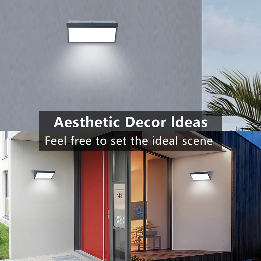 Brilagi - LED RGBW hämardatav välisseinale paigaldatav seinavalgusti TRIANGLE 1xE27/15W/230V 2700-6500K IP65 antratsiit