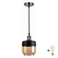BRILAGI - LED-riipvalgusti juhtmega RETRO GLASS 1xE27/60W/230V Ø 14 cm must/suitsune beež