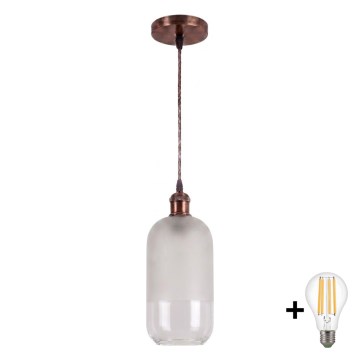 BRILAGI - LED-riipvalgusti kaabliga RETRO GLASS 1xE27/60W/230V läbimõõt 14 cm vaskne/valge