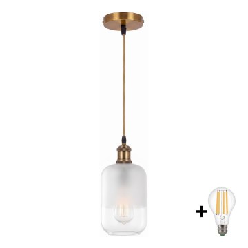 BRILAGI - LED-riipvalgusti kaabliga RETRO GLASS 1xE27/60W/230V Ø 14 cm kuldne/valge