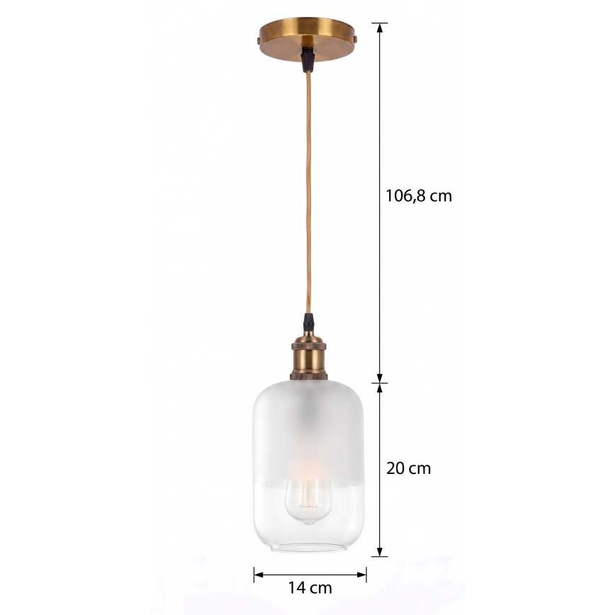 BRILAGI - LED-riipvalgusti kaabliga RETRO GLASS 1xE27/60W/230V Ø 14 cm kuldne/valge