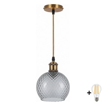 BRILAGI - LED-riipvalgusti kaablil RETRO GLASS 1xE27/60W/230V Ø 18 cm kuldne/suitsuhall