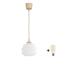 BRILAGI - LED-ripats kaablil RETRO GLASS 1xE27/60W/230V Ø 20 cm beež/valge