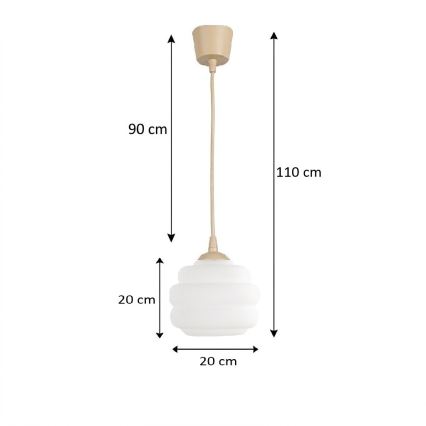 BRILAGI - LED-ripats kaablil RETRO GLASS 1xE27/60W/230V Ø 20 cm beež/valge