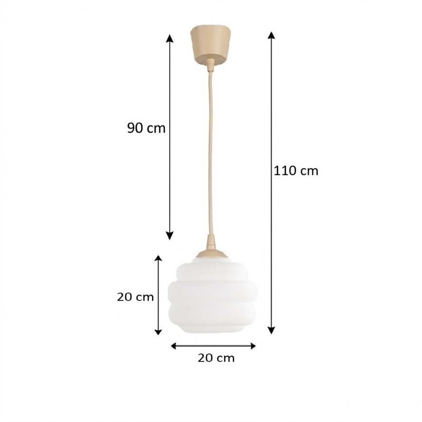 BRILAGI - LED-ripats kaablil RETRO GLASS 1xE27/60W/230V Ø 20 cm beež/valge