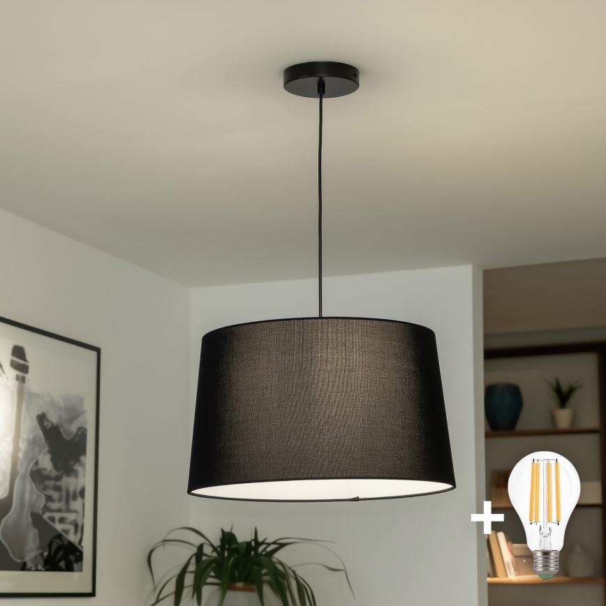 Brilagi - LED-ripatslamp CERIA, kaabliga, 1x E27/40W/230V, Ø 45 cm, must