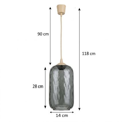 BRILAGI - LED-lühter riputuskaabliga RETRO GLASS 1xE27/60W/230V läbimõõt 14 cm beež/suitsuhall