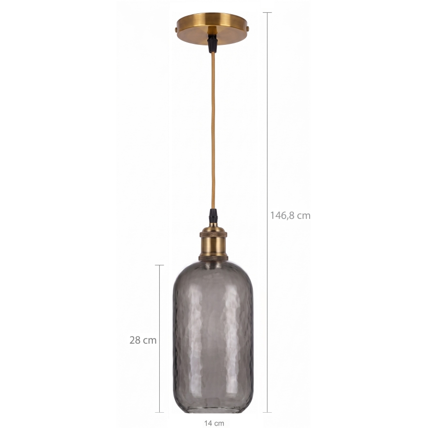 BRILAGI - LED-rippvalgusti kaablil RETRO GLASS 1xE27/60W/230V läbimõõt 14 cm kuldne/suitsuhall