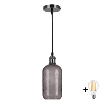 BRILAGI - LED ripatslühter kaabliga RETRO GLASS 1xE27/60W/230V läbimõõt 14 cm must/suitsuhall