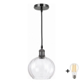 BRILAGI - LED ripatslühter kaabliga RETRO GLASS 1xE27/60W/230V läbimõõt 25 cm must/läbipaistev