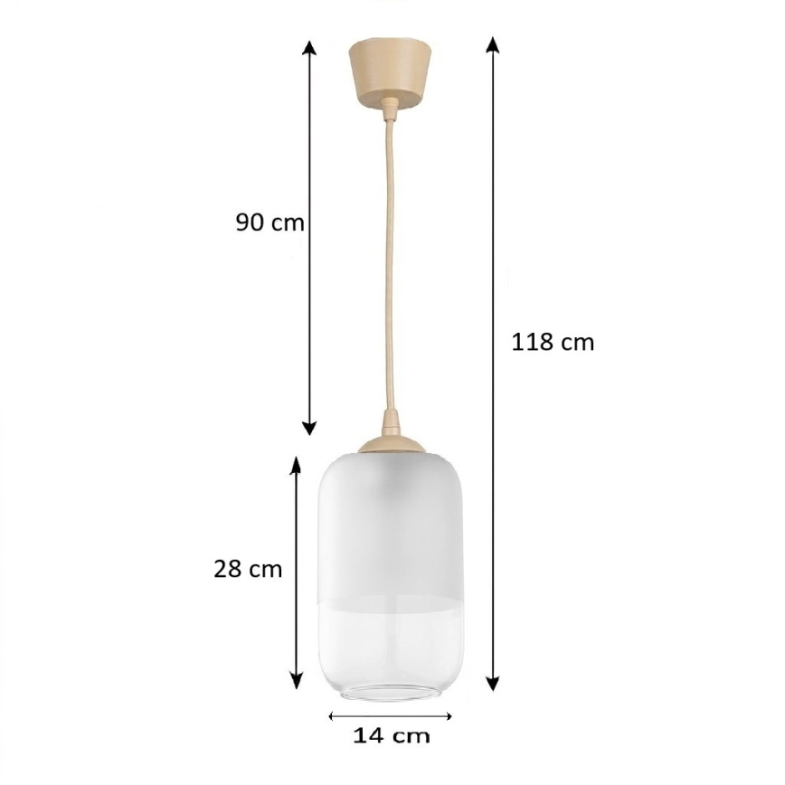 BRILAGI - LED ripatslühter kaabliga RETRO GLASS 1xE27/60W/230V Ø 14 cm beež/valge