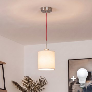 Brilagi - LED-ripatslühter kaablil NUBILA 1xE27/60W/230V Ø 14 cm punane/kreem