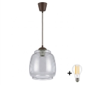 BRILAGI - LED-ripatslühter kaablil RETRO GLASS 1xE27/60W/230V läbimõõt 26 cm pruun/suitsuhall
